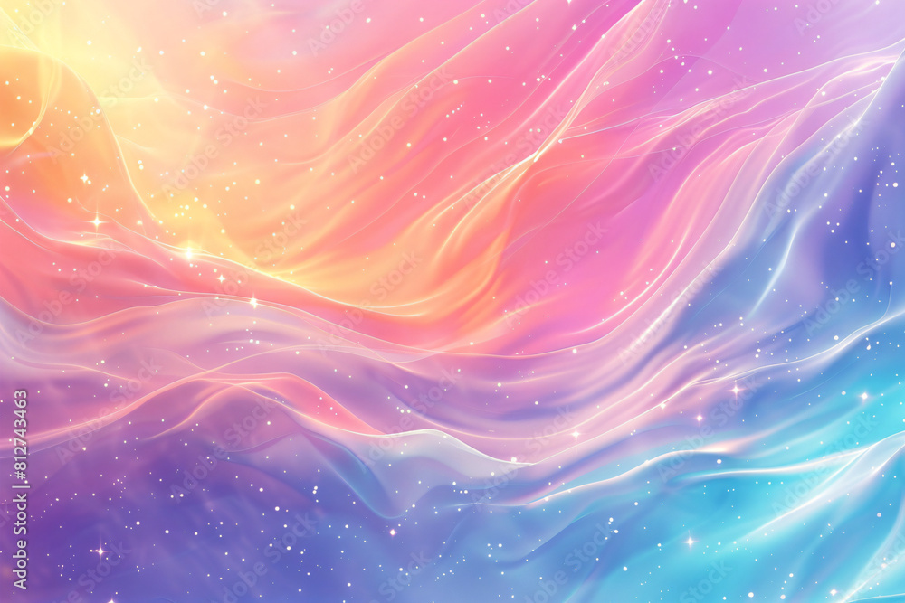Vivid abstract flow of colors in a wave-like pattern with sparkling stars. Design for backgrounds, wallpapers, and digital art Vivid abstract flow of colors in a wave-like pattern with sparkling stars. Design for backgrounds, wallpapers, and digital art