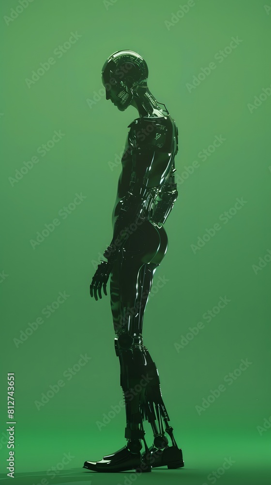 3D illustration of cyberpunk character on green screen. cyborg, humanoid, robot. 3D illustration of cyberpunk character on green screen. cyborg, humanoid, robot.