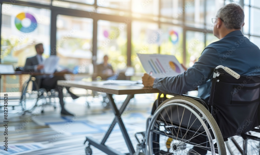 A disabled businessman in a wheelchair, Disability benefits A disabled businessman in a wheelchair, Disability benefits