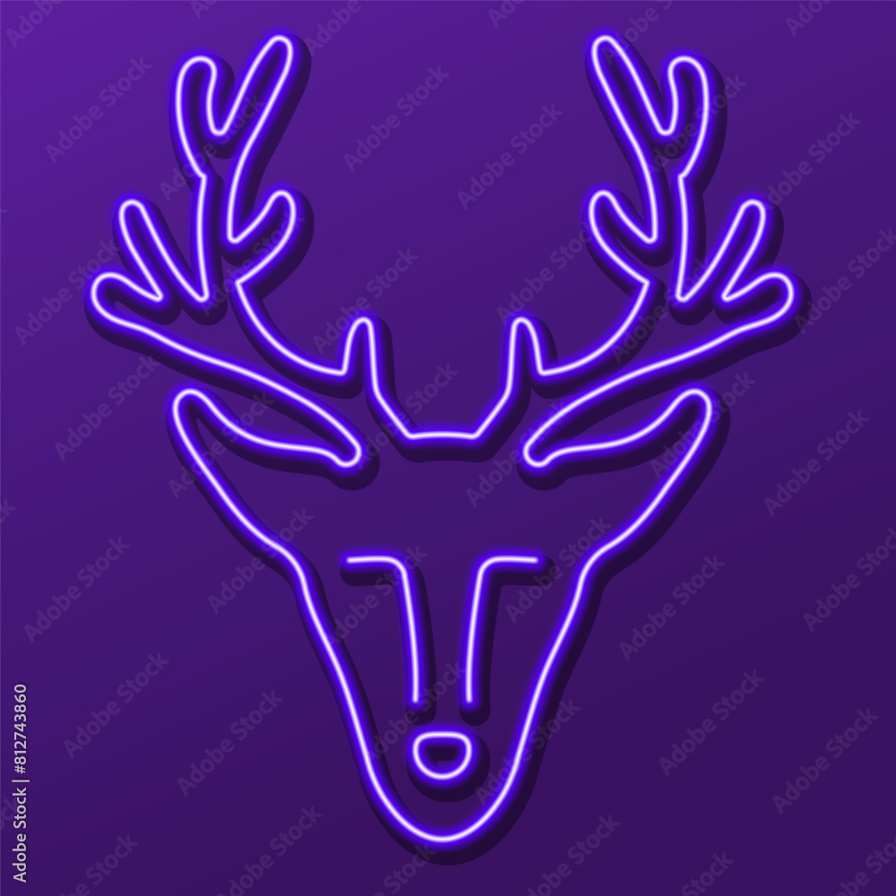 Obraz premium deer neon sign, modern glowing banner design, colorful modern design trend. Vector illustration.