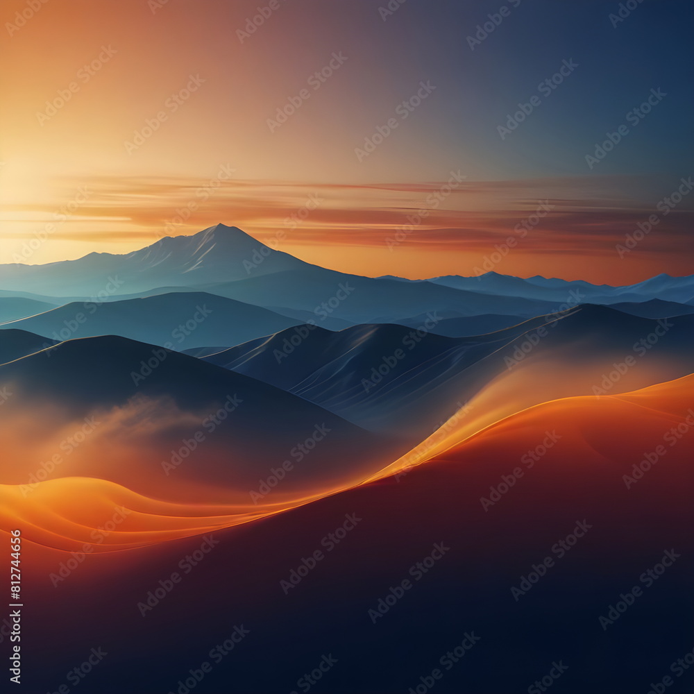 Fototapeta premium blue and orange lights over mountains