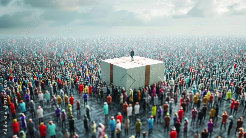 custom made wallpaper toronto digitalConcept or conceptual large community of people as the image of a present wrapped in a box. A 3d illustration metaphor for celebration, birthday, anniversary, holiday, christmas, surprise, friendship