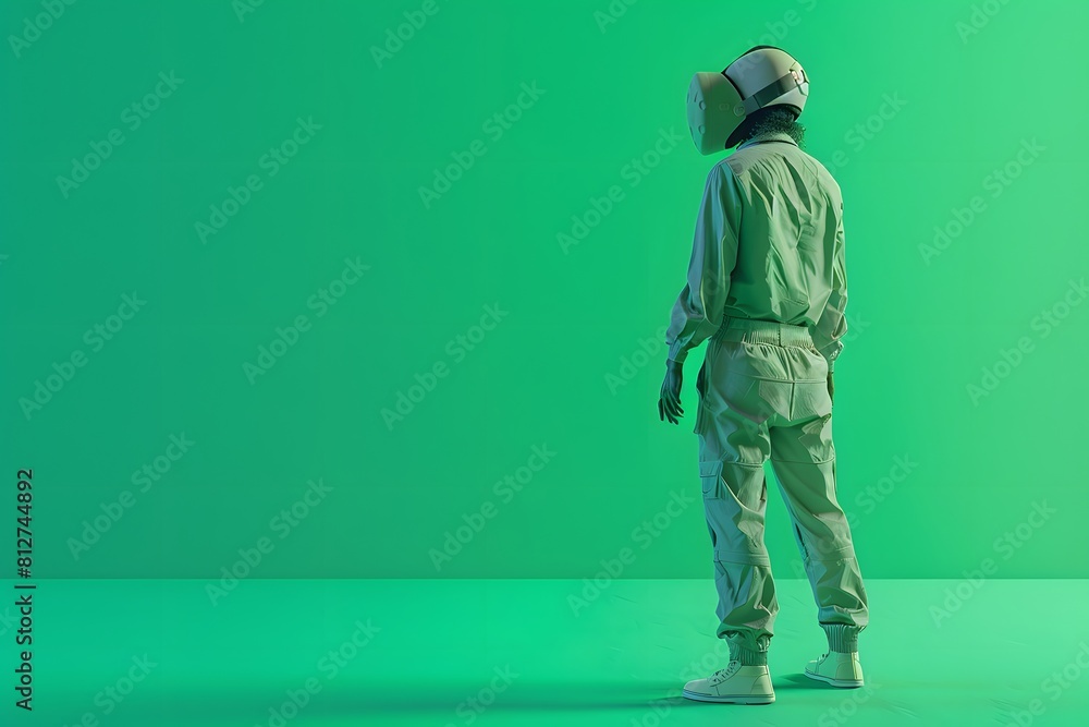 3D illustration of cyberpunk character on green screen. cyborg, humanoid, robot. 3D illustration of cyberpunk character on green screen. cyborg, humanoid, robot.