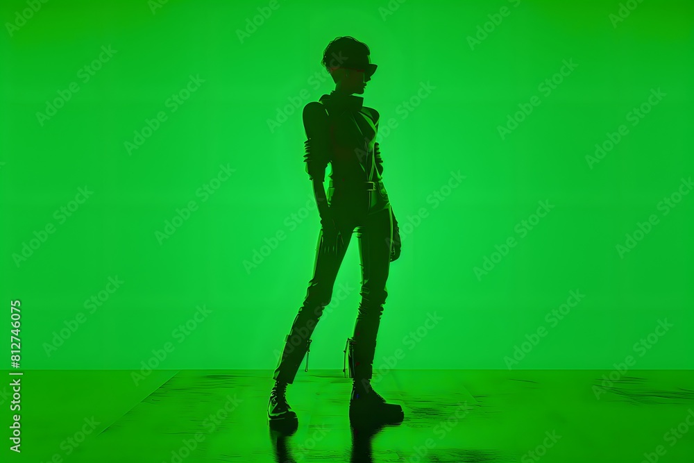 3D illustration of cyberpunk character on green screen. cyborg, humanoid, robot. 3D illustration of cyberpunk character on green screen. cyborg, humanoid, robot.