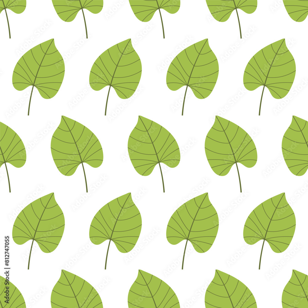 Seamless pattern with Tropical green leaves. Jungle Plants repeat Vector Pattern isolated on White Background. Summer background for textile, paper and fabric print