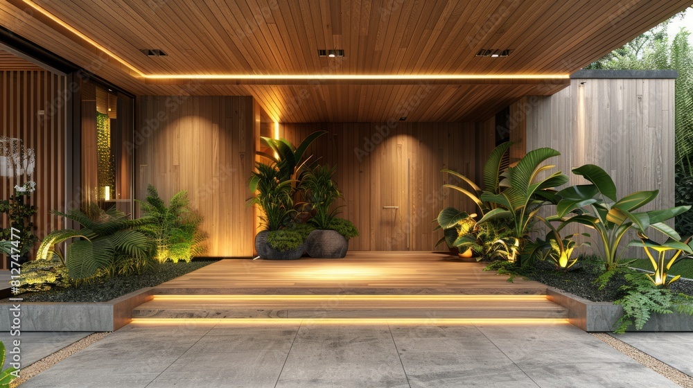 The Aesthetic Appeal of Wooden Panels and Plants in a Contemporary Home Entrance The Aesthetic Appeal of Wooden Panels and Plants in a Contemporary Home Entrance