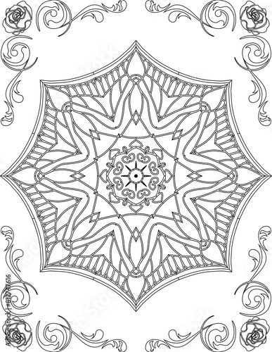 Printable Mandala Coloring Page for Adults. Educational Resources for School for Kids. Adults Coloring Book. Mandala Coloring Activity Worksheet.