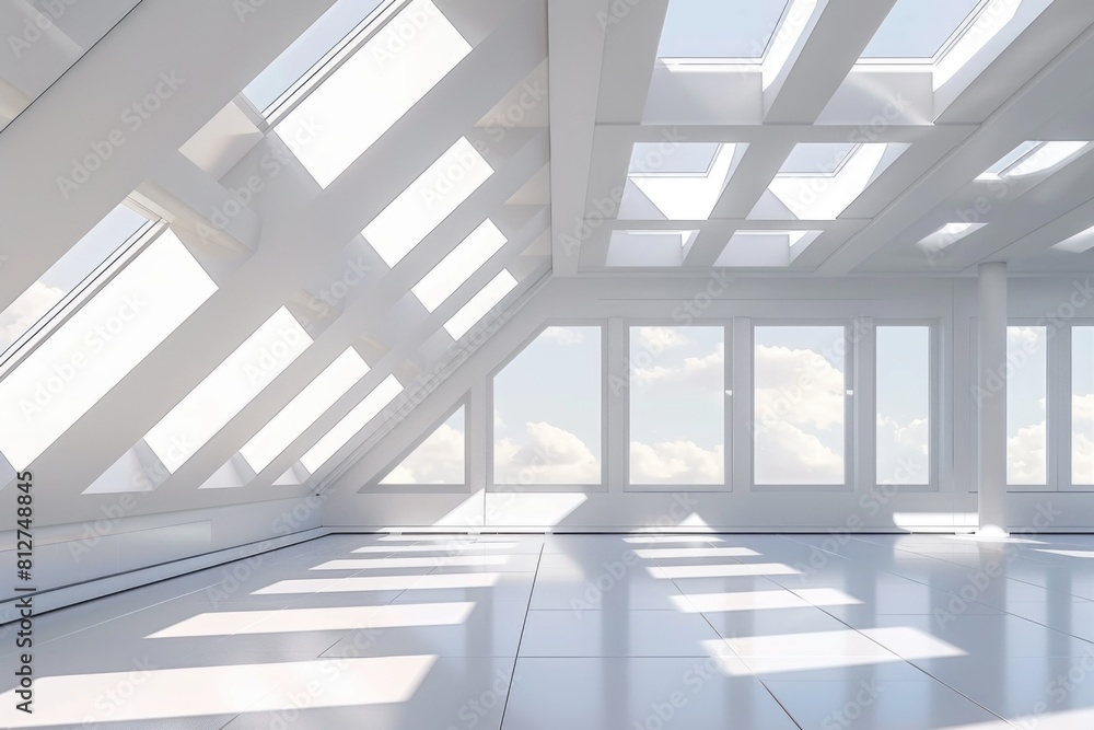 A room with numerous windows, perfect for architectural designs