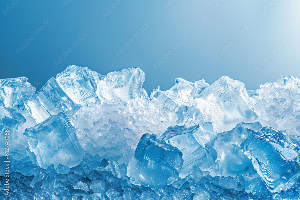 Close-up macro photograph of a stunning, translucent, and shimmering crystalline ice cube landscape with delicate edges, showcasing the coolness and purity of frozen water Close-up macro photograph of a stunning, translucent, and shimmering crystalline ice cube landscape with delicate edges, showcasing the coolness and purity of frozen water
