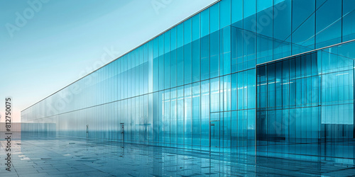 blue glass building on blue sky background