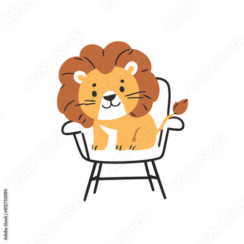 Vector illustration of a cute Lion for toddlers books