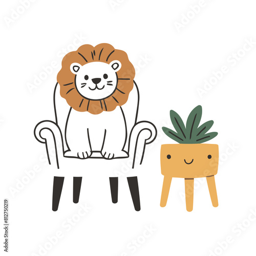 Cute vector illustration of a Lion for youngsters' picture books