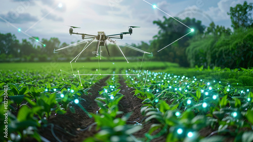 drone beautiful field smart farm concept soil health monitoring using cutting edge sensors and data driven analysis for sustainable crop production
