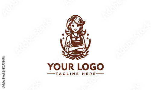 woman barista coffee vector female logo woman coffee vector logo design modern cafe logo of a woman holding coffee © syahed
