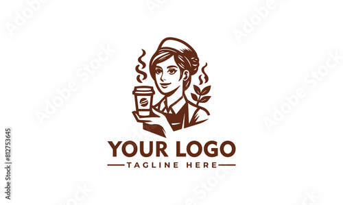 woman barista coffee vector female logo woman coffee vector logo design modern cafe logo of a woman holding coffee