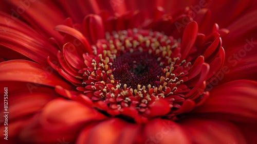 A close-up image of a red gerbera daisy flower photo