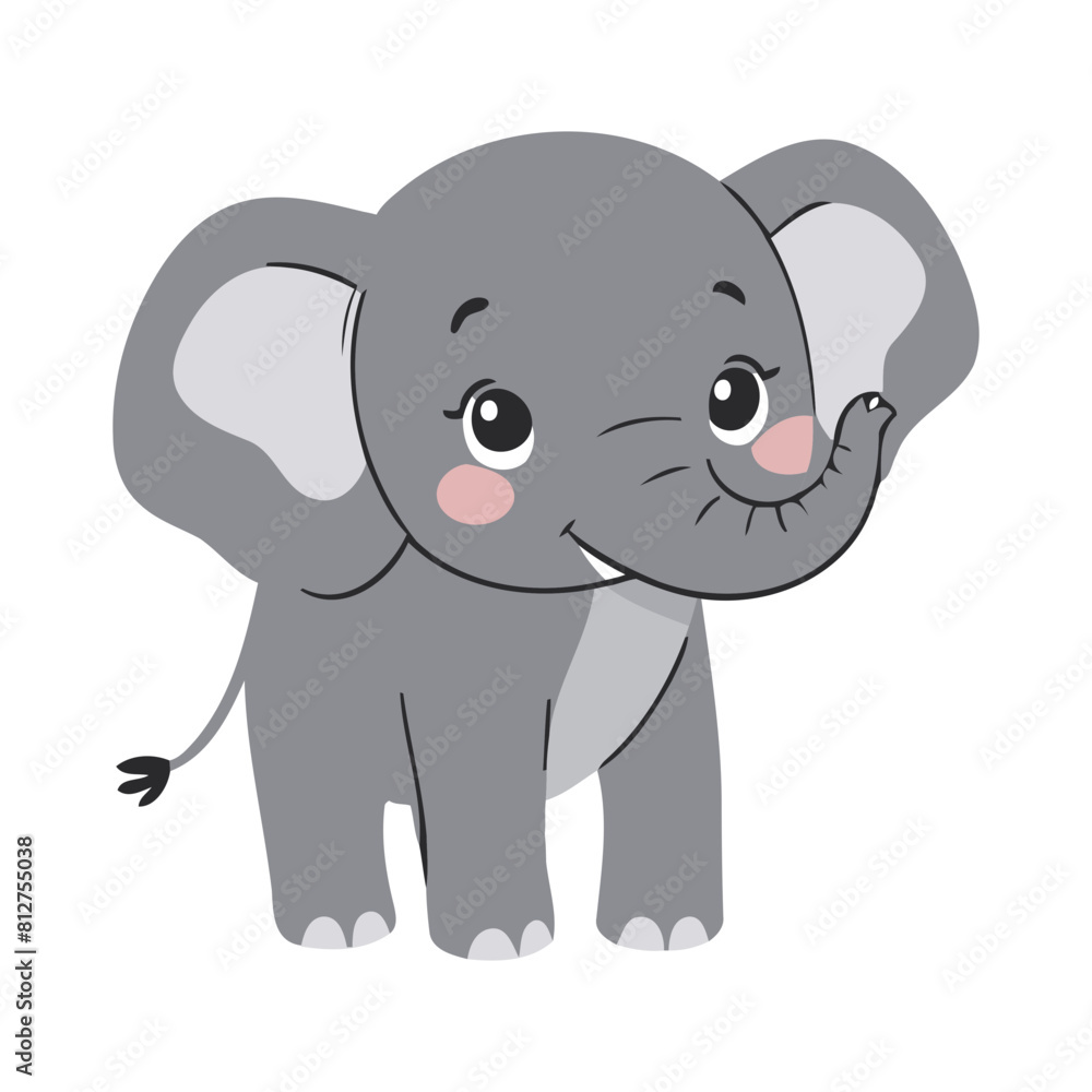 Fototapeta premium Cute Elephant for toddlers story books vector illustration