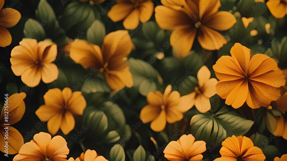 Orange and Green Flowers on Dark Background Generative AI Orange and Green Flowers on Dark Background Generative AI