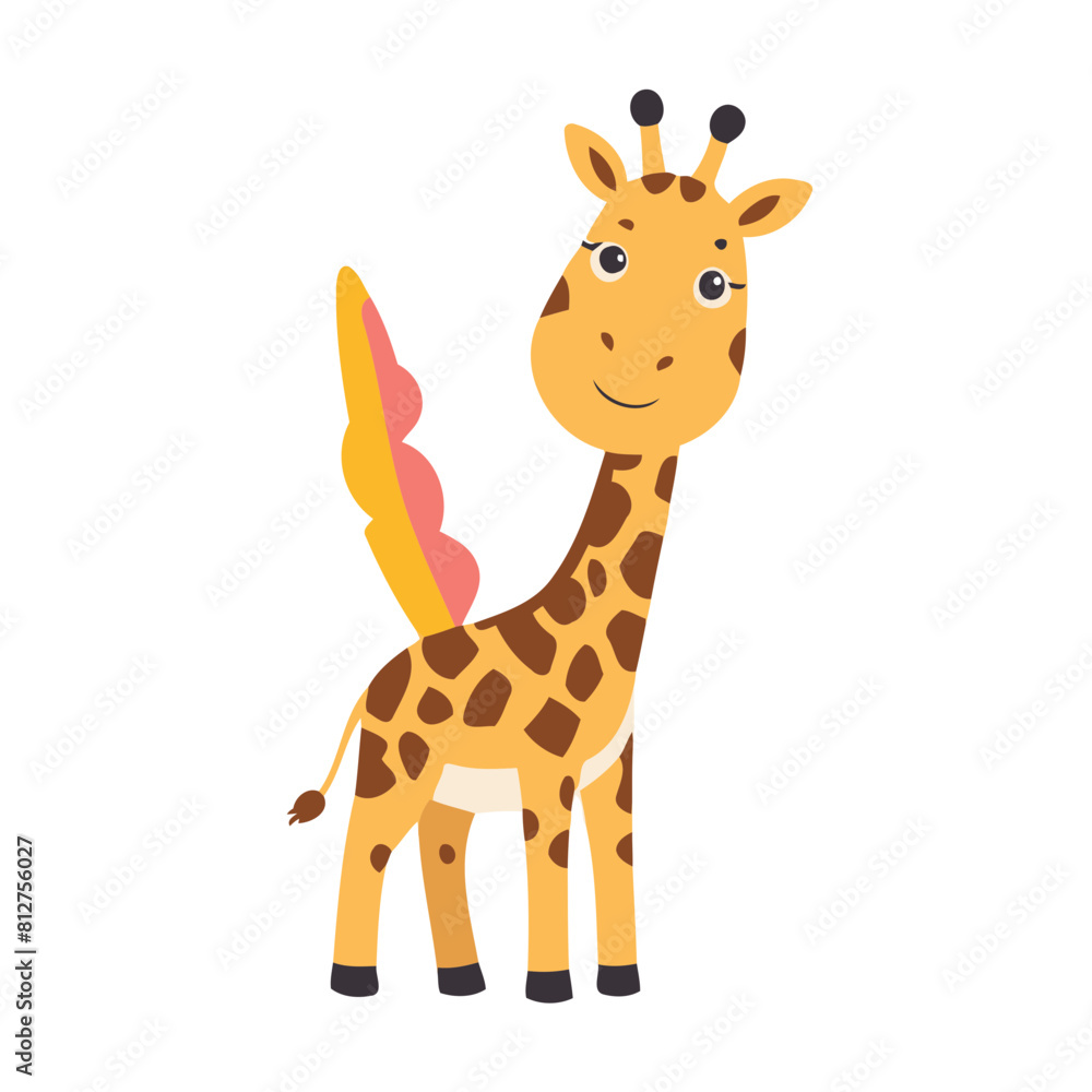 Obraz premium Cute Giraffe vector illustration of a for toddlers books