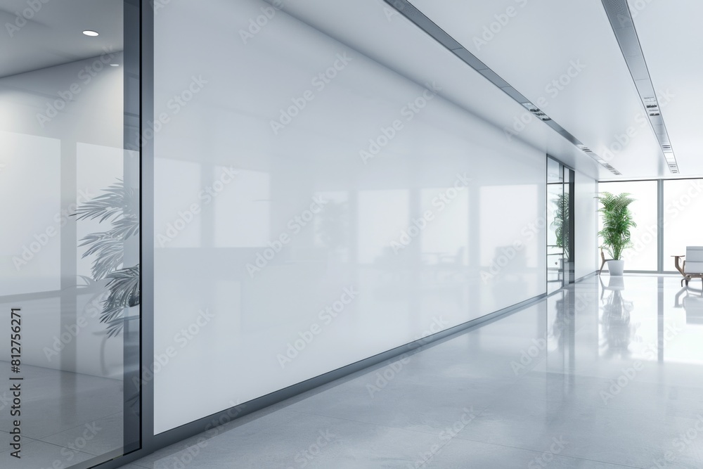 Empty Wall Mockup in Modern Office Interior created with Generative AI Empty Wall Mockup in Modern Office Interior created with Generative AI