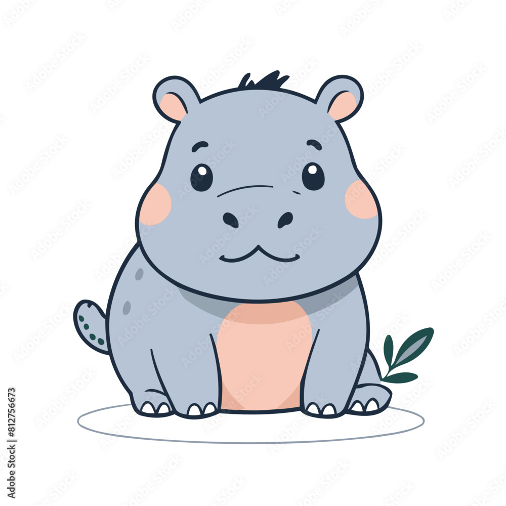 Vector illustration of an enchanting Hippo for kids' storytelling Vector illustration of an enchanting Hippo for kids' storytelling