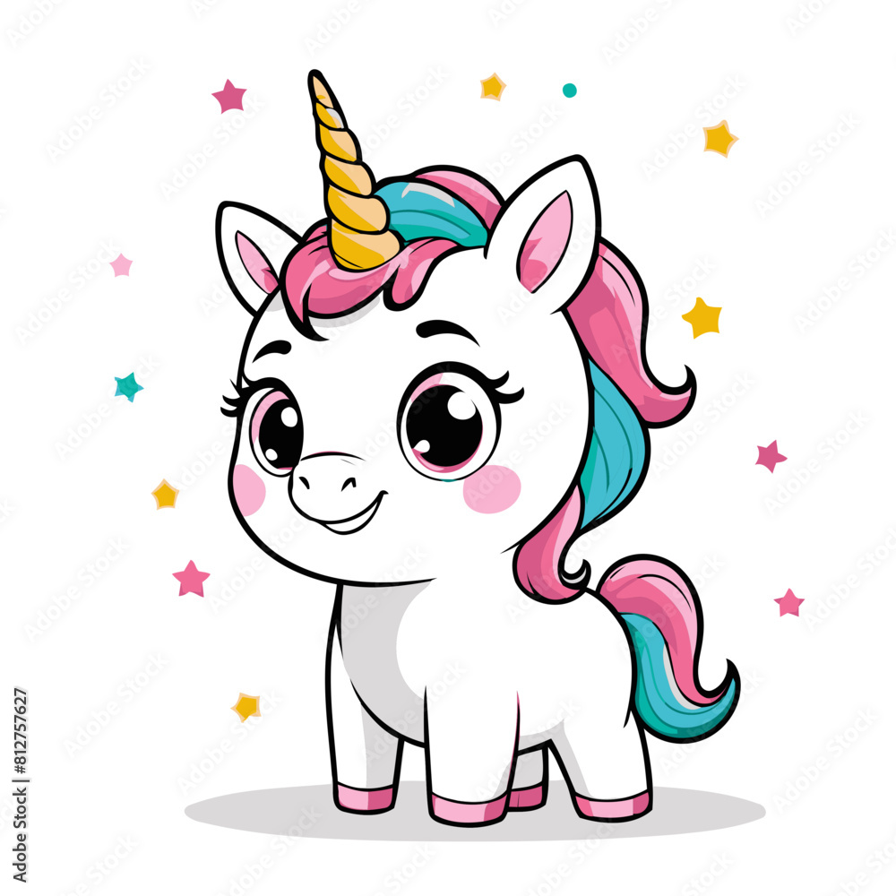 Cute vector illustration of a Unicorn for youngsters' picture books Cute vector illustration of a Unicorn for youngsters' picture books