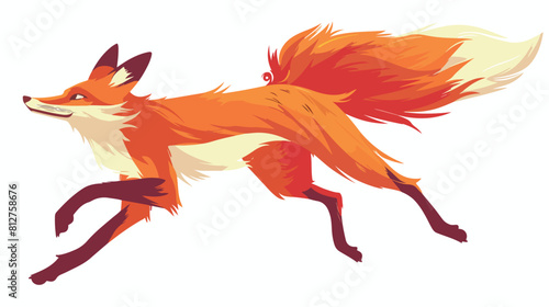 A cute red fox with a large red and orange lush tai