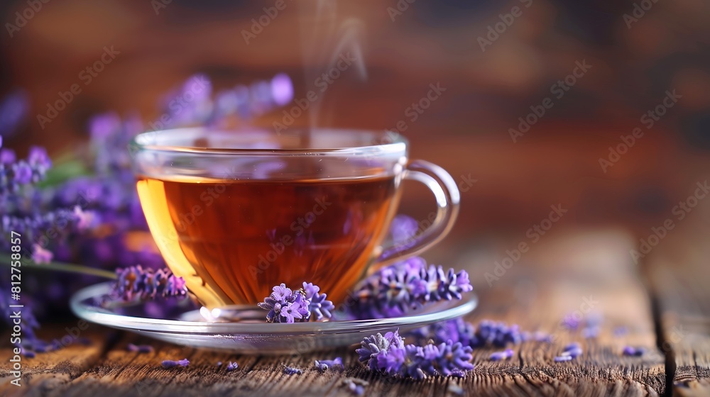 Transparent mug with flower tea Transparent mug with flower tea