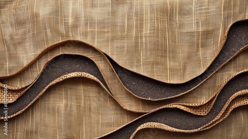 Curved Border and Sponge s Surface with Brown Material Pattern