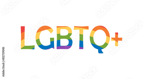 LGBTQ+ vector typography banner stock illustration, Pride flag colours text word, icon	