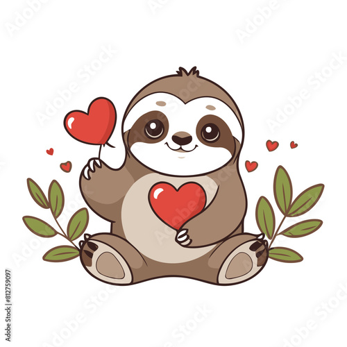 Cute vector illustration of a Sloth for youngsters' picture books