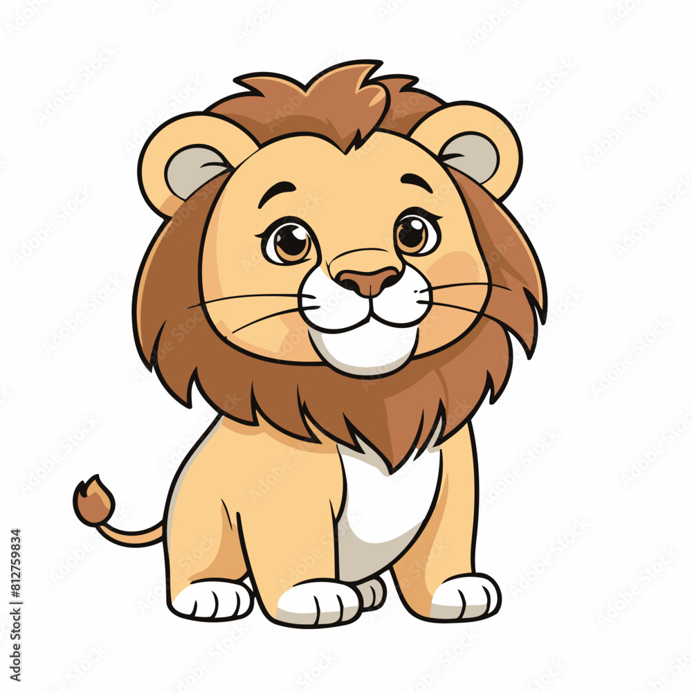 Vector illustration of a cute Lion for kids story book Vector illustration of a cute Lion for kids story book