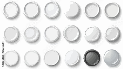 A set of white realistic bottle caps. Plastic and m