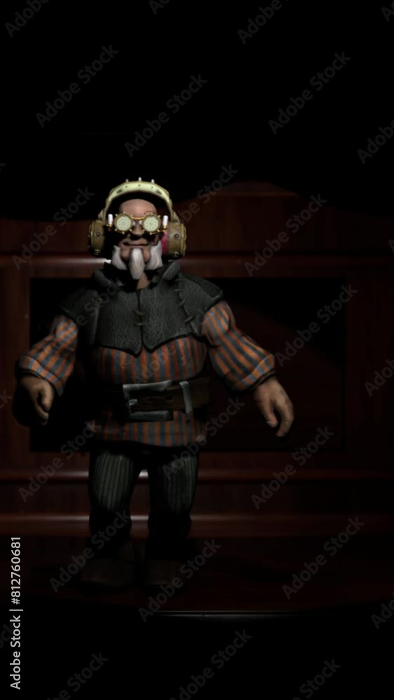A joyful elderly man grooves to music in steampunk style, headphones on, setting the lively backdrop for musical enchantment A joyful elderly man grooves to music in steampunk style, headphones on, setting the lively backdrop for musical enchantment