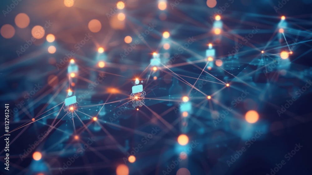a team connection and social network symbol on a blurry background a team connection and social network symbol on a blurry background