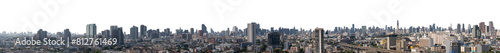 Panorama City Skyline of Bangkok Thailand Isolated on PNGs transparent background  Use for visualization in architectural presentation  