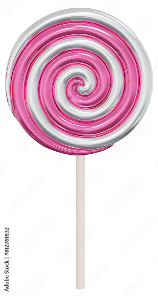 Colorful white, pink sweet lollipops isolated on white background. 3d realistic, swirl, colored sugar candies on stick. 3D png illustration. Colorful white, pink sweet lollipops isolated on white background. 3d realistic, swirl, colored sugar candies on stick. 3D png illustration.