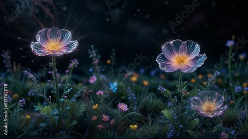 クリスタルな花と夜の風景 © sophia