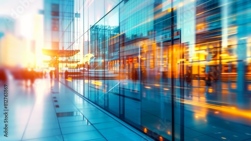 Glass wall of a modern business office building