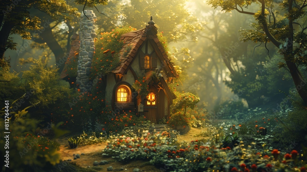 Obraz premium The cottage in the woods is a beautiful sight