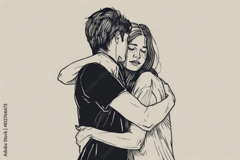 A man and a woman hugging each other. Suitable for relationship and love concepts A man and a woman hugging each other. Suitable for relationship and love concepts