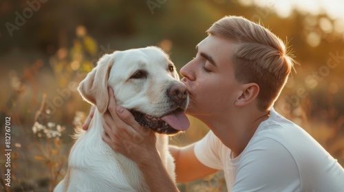 Man Embracing His Loving Dog