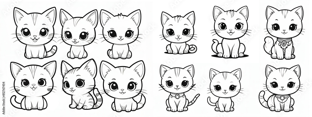 Coloring book cute kitten set