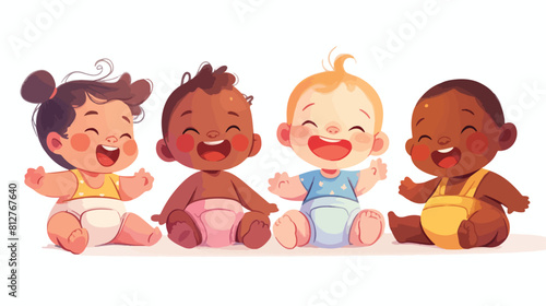 Babies in diapers of different nationalities comic