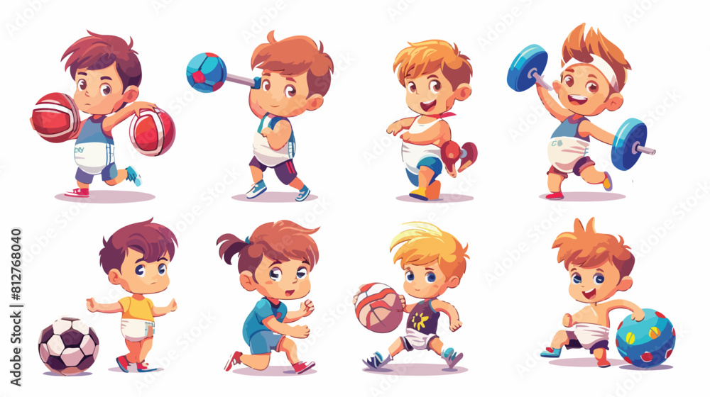baby in diapers playing sports illustration comic c