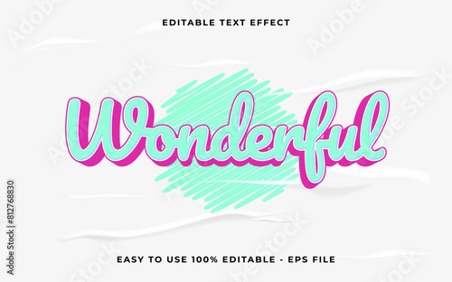 wonderful editable text effect. Minimalist vector text effect.