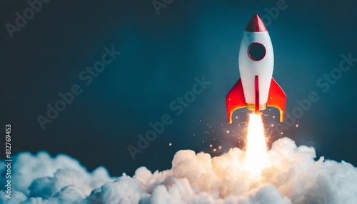 innovative rocket launch flying high from opening bright lightbulb idea concept new idea concept with innovation and inspiration startup innovation with new ideas and creative 3d rendering photo