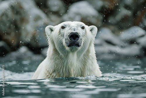 Polar bear (Ursus maritimus) in the water photo