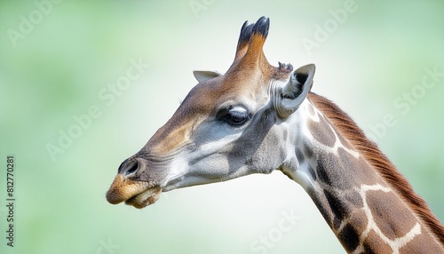 close up portrait of a african giraffe isolated on a white background as transparent png generative ai animal © Kaitlyn