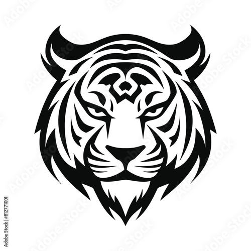 tiger head silhouette set Clipart on a white background